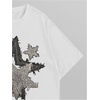 image:imageRoseSeek Mens Geometric Star Graphic Tees Short Sleeve Crew Neck T Shirts Loose Fit TShirtsWhite and Grey