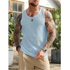 image:imageRoseSeek Mens Hollow Out Knit Tank Tops Crew Neck Sleeveless Tops Sports Streetwear Summer OutfitsBlue