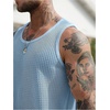 image:imageRoseSeek Mens Hollow Out Knit Tank Tops Crew Neck Sleeveless Tops Sports Streetwear Summer OutfitsBlue