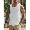 image:imageRoseSeek Mens Hollow Out Knit Tank Tops Crew Neck Sleeveless Tops Sports Streetwear Summer OutfitsWhite