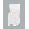 image:imageRoseSeek Mens Knot Side Sleeveless Tops Ruched Crew Neck Asymmetrical Hem Muscle Tank TopsWhite