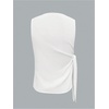 image:imageRoseSeek Mens Knot Side Sleeveless Tops Ruched Crew Neck Asymmetrical Hem Muscle Tank TopsWhite