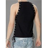 image:imageRoseSeek Mens Lace Up Tie Side Party Club Tank Top Sleeveless Fitted Summer Crop Tops Going Out UndershirtsBlack