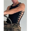 image:imageRoseSeek Mens Lace Up Tie Side Party Club Tank Top Sleeveless Fitted Summer Crop Tops Going Out UndershirtsBlack