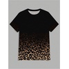 image:imageRoseSeek Mens Leopard Ombre Summer Tops Crew Neck Short Sleeve Graphic Tees Vintage T Shirt TrendyBrown and Black