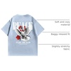 image:imageRoseSeek Mens Oversized T Shirt Short Sleeve Crew Neck Graphic Tees Drop Shoulder Summer Tops StreetwearDusty Blue