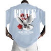image:imageRoseSeek Mens Oversized T Shirt Short Sleeve Crew Neck Graphic Tees Drop Shoulder Summer Tops StreetwearDusty Blue