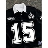 image:imageRoseSeek Mens Retro Button Down Jersey Shirts Number Graphic Collared Baseball Shirt Short Sleeve StreetwearBlack