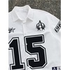 image:imageRoseSeek Mens Retro Button Down Jersey Shirts Number Graphic Collared Baseball Shirt Short Sleeve StreetwearWhite