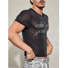 image:imageRoseSeek Mens Rhinestone Letter Y2K T Shirts Short Sleeve Crew Neck Fitted Tee Tops Summer TopMesh Black