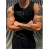 image:imageRoseSeek Mens Ribbed Sleeveless Tank Tops Crew Neck Slim Fit Gym Work Tank Undershirts Summer TopsBlack