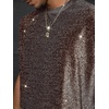 image:imageRoseSeek Mens Sequin Tank Top Glitter Crew Neck Sleeveless Tops Party Club Vest Rave Outfits StreetwearBrown