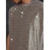 image:imageRoseSeek Mens Sequin Tank Top Glitter Crew Neck Sleeveless Tops Party Club Vest Rave Outfits StreetwearDark Beige
