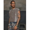 image:imageRoseSeek Mens Sequin Tank Top Glitter Crew Neck Sleeveless Tops Party Club Vest Rave Outfits StreetwearDark Beige