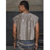 image:imageRoseSeek Mens Sequin Tank Top Glitter Crew Neck Sleeveless Tops Party Club Vest Rave Outfits StreetwearDark Beige