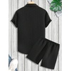 image:imageRoseSeek Mens Short Sets 2 Piece Outfits Button Down Linen Shirts and Short Sets Summer Beach OutfisPure Black