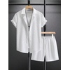 image:imageRoseSeek Mens Short Sets 2 Piece Outfits Button Down Linen Shirts and Short Sets Summer Beach OutfisPure White