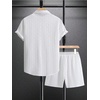 image:imageRoseSeek Mens Short Sets 2 Piece Outfits Button Down Linen Shirts and Short Sets Summer Beach OutfisPure White
