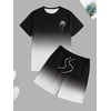 image:imageRoseSeek Mens Short Sets 2 Piece Outfits Tropical Graphic Tees and Shorts Sets Beach Vacation OutfitsBlack and White