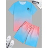 image:imageRoseSeek Mens Short Sets 2 Piece Outfits Tropical Graphic Tees and Shorts Sets Beach Vacation OutfitsBlue and Pink