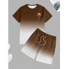 image:imageRoseSeek Mens Short Sets 2 Piece Outfits Tropical Graphic Tees and Shorts Sets Beach Vacation OutfitsBrown and White
