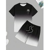 image:imageRoseSeek Mens Short Sets 2 Piece Outfits Tropical Graphic Tees and Shorts Sets Beach Vacation OutfitsOmbre Black White