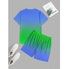 image:imageRoseSeek Mens Short Sets 2 Piece Outfits Tropical Graphic Tees and Shorts Sets Beach Vacation OutfitsOmbre Blue Green