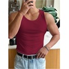 image:imageRoseSeek Mens Summer Tank Top Scoop Neck Knit Gym Workout Muscle Tank Undershirt Sleeveless ShirtsDark Red
