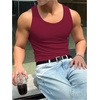 image:imageRoseSeek Mens Summer Tank Top Scoop Neck Knit Gym Workout Muscle Tank Undershirt Sleeveless ShirtsDark Red