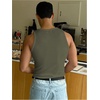image:imageRoseSeek Mens Summer Tank Top Scoop Neck Knit Gym Workout Muscle Tank Undershirt Sleeveless ShirtsOlive Green