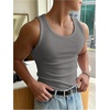 image:imageRoseSeek Mens Summer Tank Top Scoop Neck Knit Gym Workout Muscle Tank Undershirt Sleeveless ShirtsPure Deep Grey