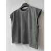 image:imageRoseSeek Mens Summer Washed Tank Tops Sleeveless Shirts Crewneck Cap Sleeve Crop Top Vintage Muscle T ShirtsDark Grey