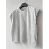 image:imageRoseSeek Mens Summer Washed Tank Tops Sleeveless Shirts Crewneck Cap Sleeve Crop Top Vintage Muscle T ShirtsGrey