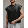 image:imageRoseSeek Mens Summer Washed Tank Tops Sleeveless Shirts Crewneck Cap Sleeve Crop Top Vintage Muscle T ShirtsLetter Black