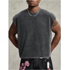 image:imageRoseSeek Mens Summer Washed Tank Tops Sleeveless Shirts Crewneck Cap Sleeve Crop Top Vintage Muscle T ShirtsNumber Grey