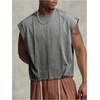 image:imageRoseSeek Mens Summer Washed Tank Tops Sleeveless Shirts Crewneck Cap Sleeve Crop Top Vintage Muscle T ShirtsVintage Grey