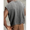 image:imageRoseSeek Mens Summer Washed Tank Tops Sleeveless Shirts Crewneck Cap Sleeve Crop Top Vintage Muscle T ShirtsVintage Grey