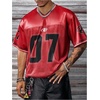 image:imageRoseSeek Mens Vintage Satin Jersey Shirts V Neck Short Sleeve Graphic Tees Basketball T Shirt StreetwearNumber Red