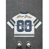 image:imageRoseSeek Mens Y2K Mesh Jersey Shirts V Neck Half Sleeve Number Graphic Tees Color Block Sport T ShirtDeep Blue White