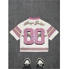 image:imageRoseSeek Mens Y2K Mesh Jersey Shirts V Neck Half Sleeve Number Graphic Tees Color Block Sport T ShirtPink