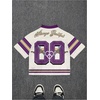 image:imageRoseSeek Mens Y2K Mesh Jersey Shirts V Neck Half Sleeve Number Graphic Tees Color Block Sport T ShirtPurple White