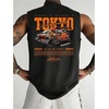 image:imageRoseSeek Retro Graphic Tank Top for Men Crew Neck Summer Sleeveless Tops Hippop StreetwearBlack and Orange