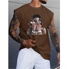 image:imageRoseSeek Retro Graphic Tank Top for Men Crew Neck Summer Sleeveless Tops Hippop StreetwearCoffee Brown
