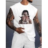 image:imageRoseSeek Retro Graphic Tank Top for Men Crew Neck Summer Sleeveless Tops Hippop StreetwearPrint White