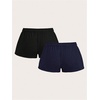 image:imageRoseSeek Womens 2 Packs Drawstring Waist Sweat Shorts Low Rise Workout Track Shorts Casual LoungeBlack Blue