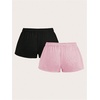 image:imageRoseSeek Womens 2 Packs Drawstring Waist Sweat Shorts Low Rise Workout Track Shorts Casual LoungeBlack and Pink