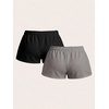 image:imageRoseSeek Womens 2 Packs Drawstring Waist Sweat Shorts Low Rise Workout Track Shorts Casual LoungeGrey Black