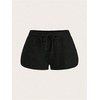 image:imageRoseSeek Womens 2 Packs Drawstring Waist Sweat Shorts Low Rise Workout Track Shorts Casual LoungeRed and Black