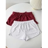 image:imageRoseSeek Womens 2 Packs Drawstring Waist Sweat Shorts Low Rise Workout Track Shorts Casual LoungeWhite Burgundy