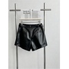 image:imageRoseSeek Womens A Line Leather Shorts Pleated Front High Waisted Wide Leg Mini Shorts Office WearBlack